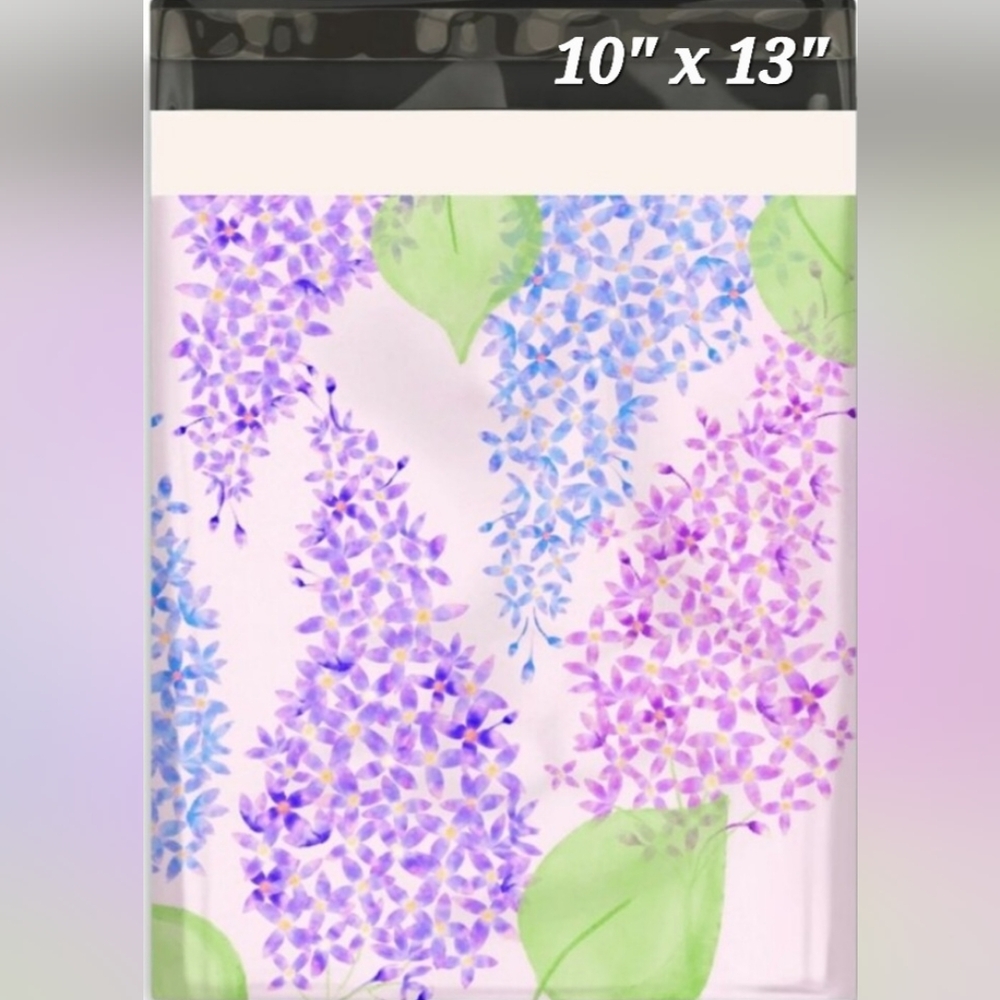 20 "Lilacs in Bloom" 10 x 13 Polymailers, plus 20 Thank You Stickers